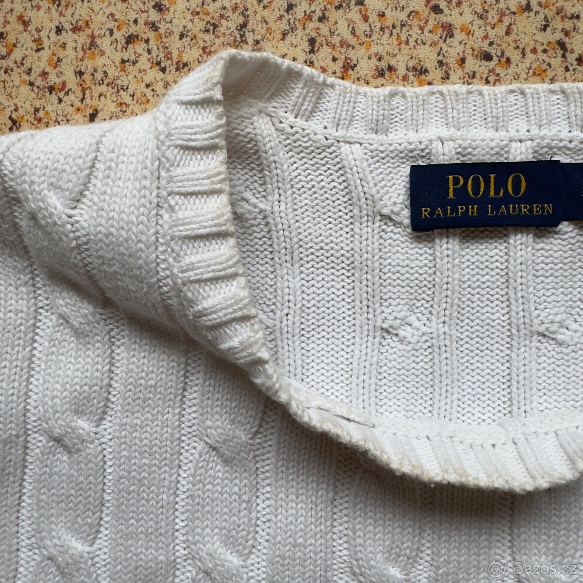 Ralph Lauren Polo bílý copánkový svetr | vel. XS - 12