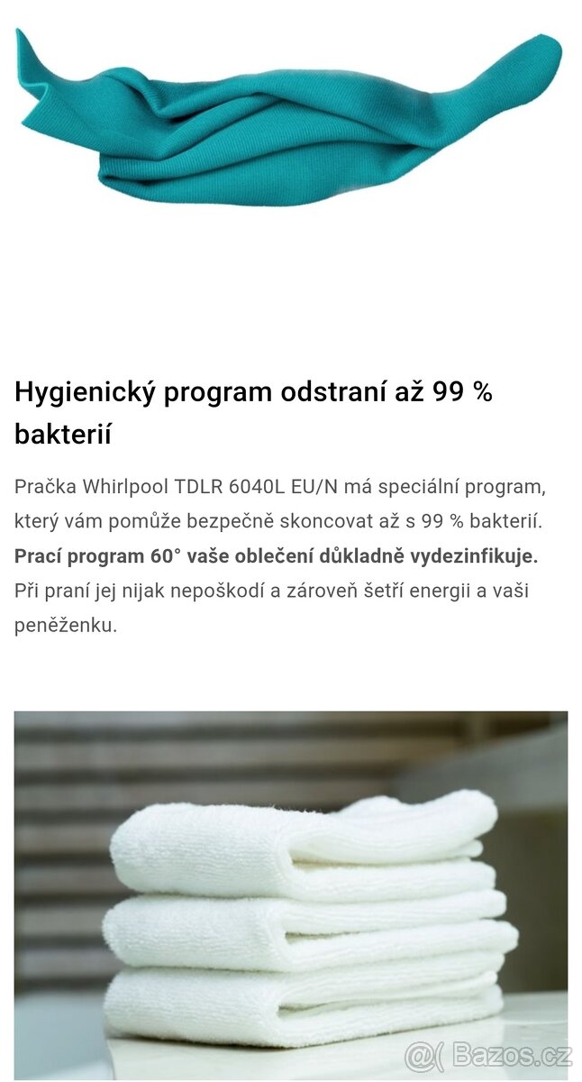 Whirlpool v záruce do 4/26 - 6kg 1000ot. 13 programů, 43l. - 12