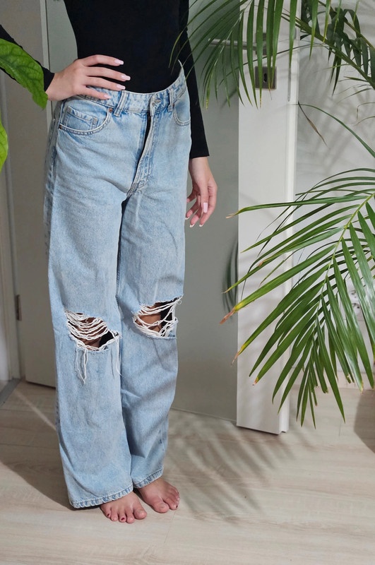 Modré rifle široké roztrhané džíny vel 36 - 12