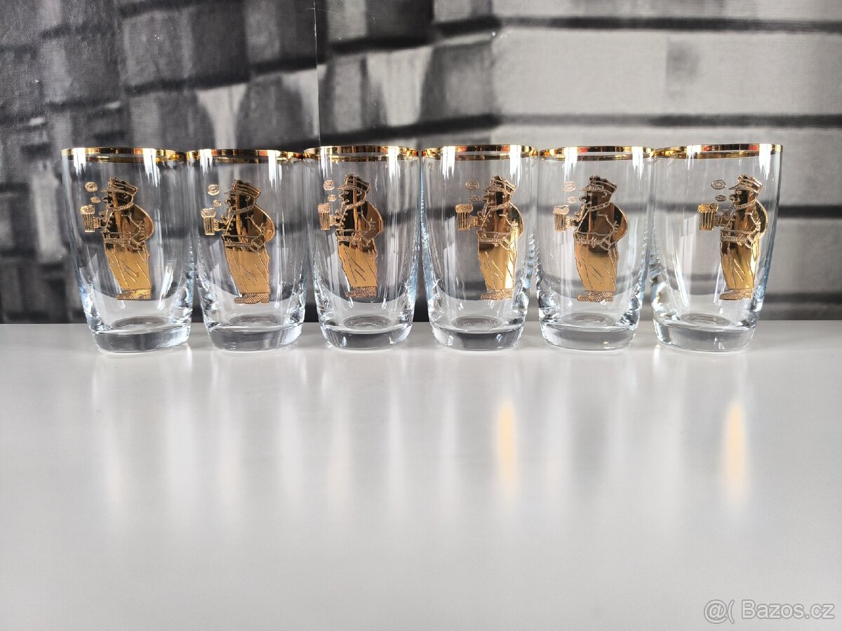 Sada 6ti ks starožitných skleniček - Švejk - 12