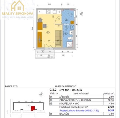 Pronájem pěkného 1+kk s balkónem a komorou - 12