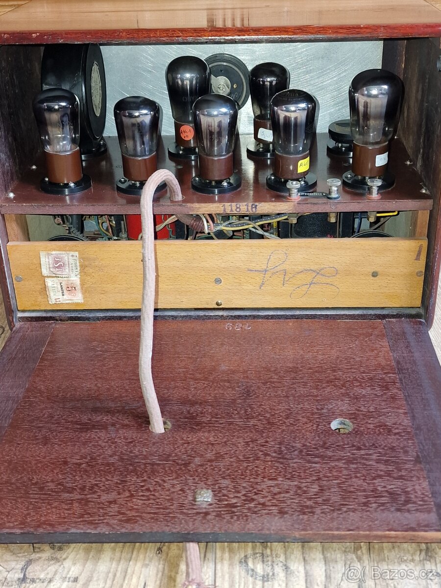 Starožitné rádio Ducretet, Paris, Francie, 7 lampovka, 1929 - 12