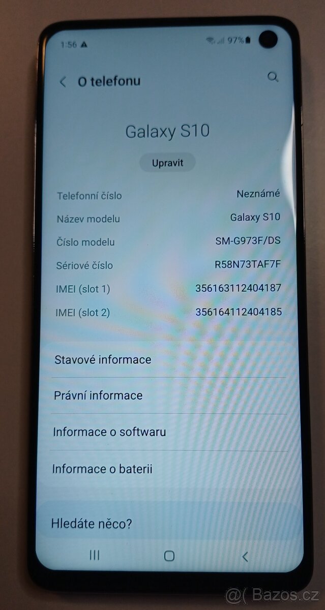 Prodám mobil Samsung Galaxy S10, 8GB/128GB, stav A - 12