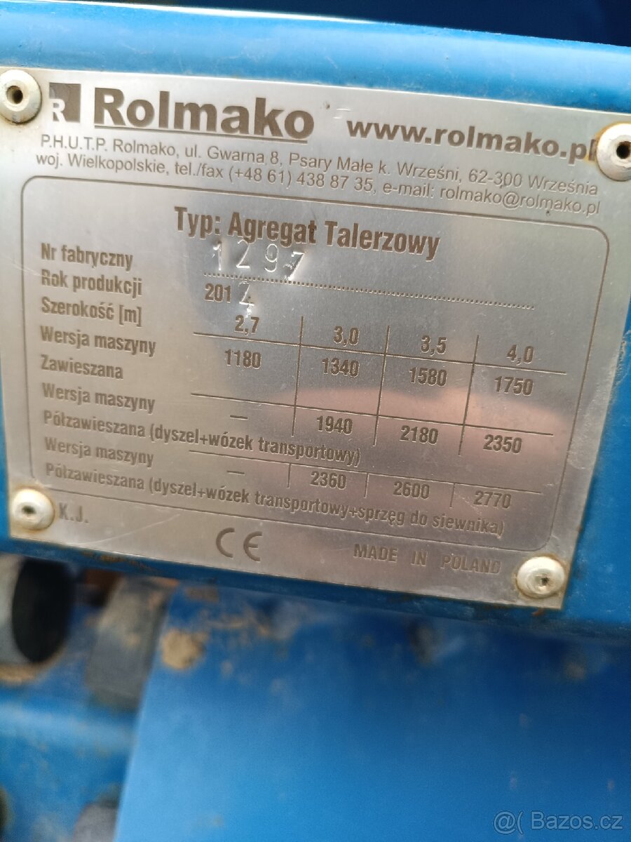 Diskový podmítáč Rolmako 3m - 12