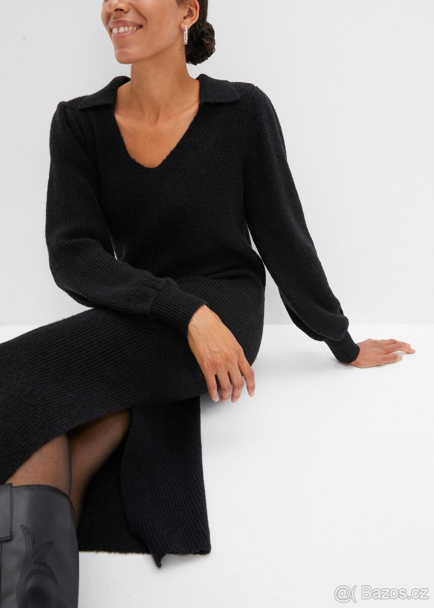 Teplé pletené midi šaty 38/42 - 12