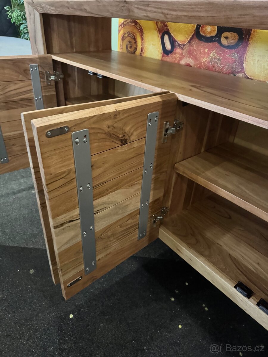 Krásná NOVÁ vysoká Komoda Assuan 173 cm dřevo Akát - 12