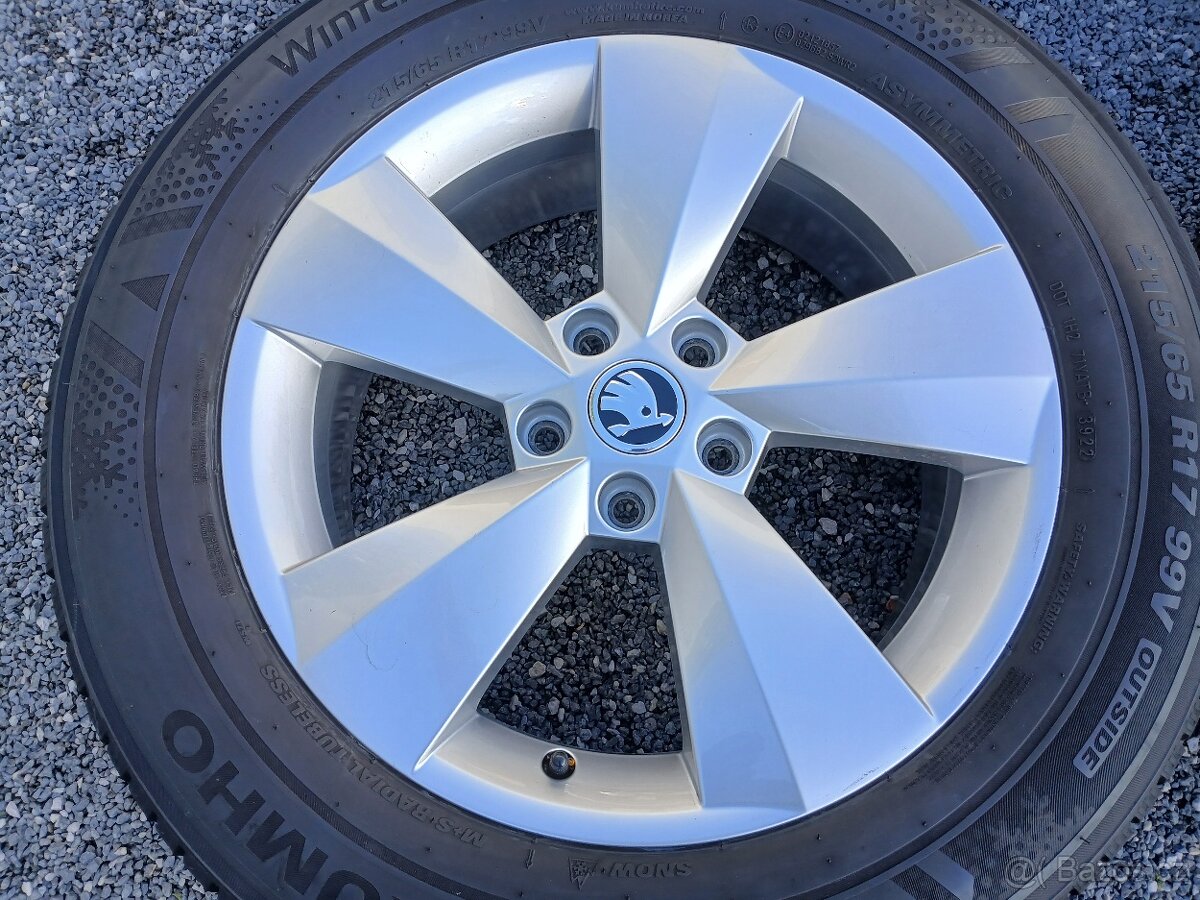 Zimní orig alu kola Škoda Kodiaq 215/65/17 vzorek 7,5mm - 12