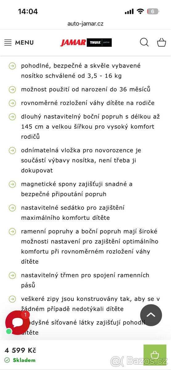 Nuna Cudl nosítko - výborný stav - 12