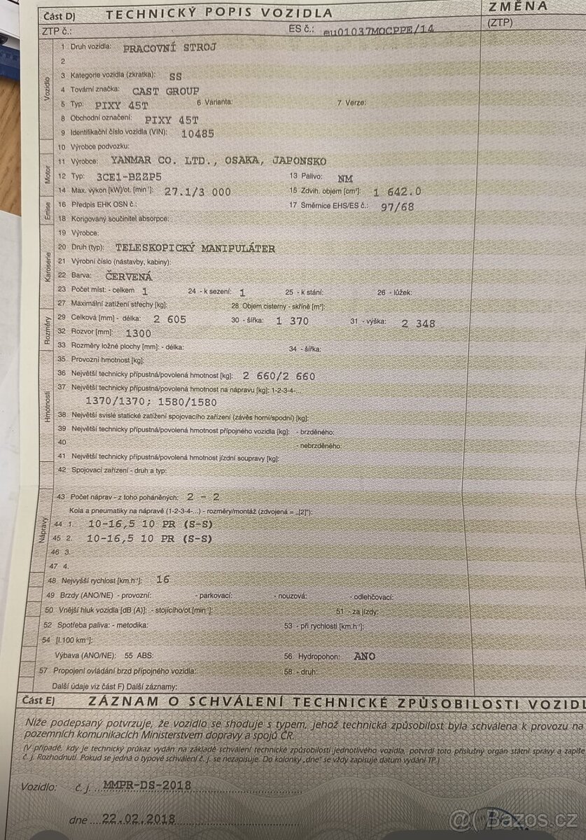 Kloubový nakladač teleskopické rameno Rv 2018 - 12