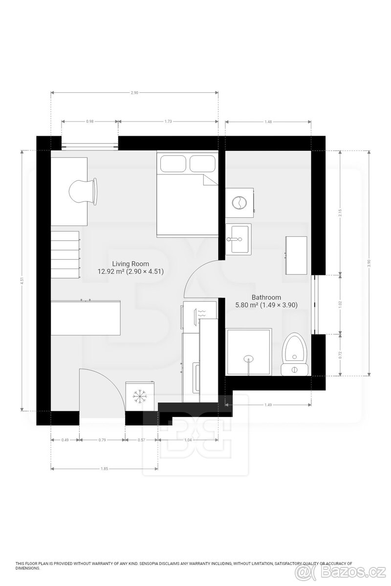 Pronájem bytu 1+kk 21 m², Praha - Řepy, ev.č. N08649 - 12