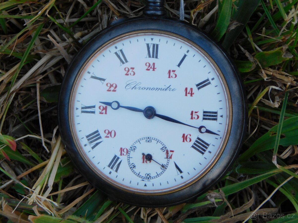 Starožitné kapesní brynýrované kapesní hodinky CHRONOMETRE - 12