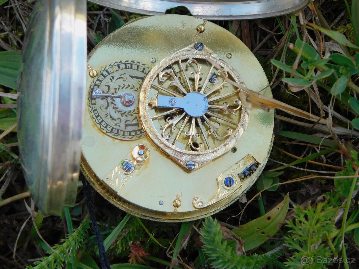 Celostříbrné anglické kapesní hodinky Špindlovky - 12