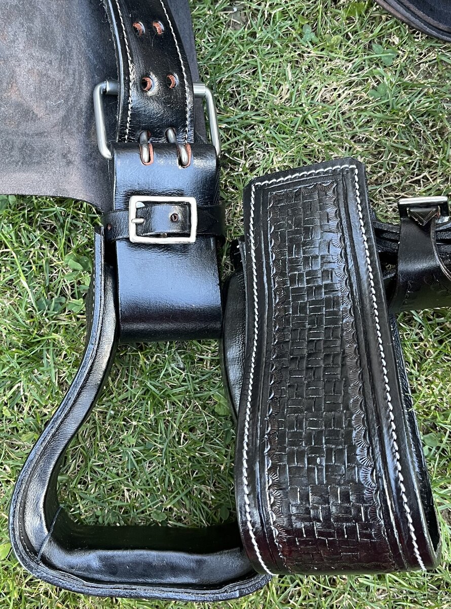 Westernový sedlový komplet 20) černé Basket s úzkou bordurou - 12