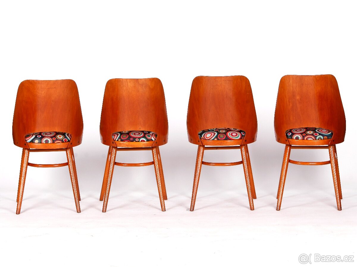 4x krásné jídelní židle TON s novým čalouněním. - 12