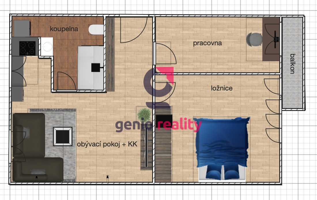 Prodej bytu 3+KK 60 m2 po nadstandardní rekonstrukci - 12