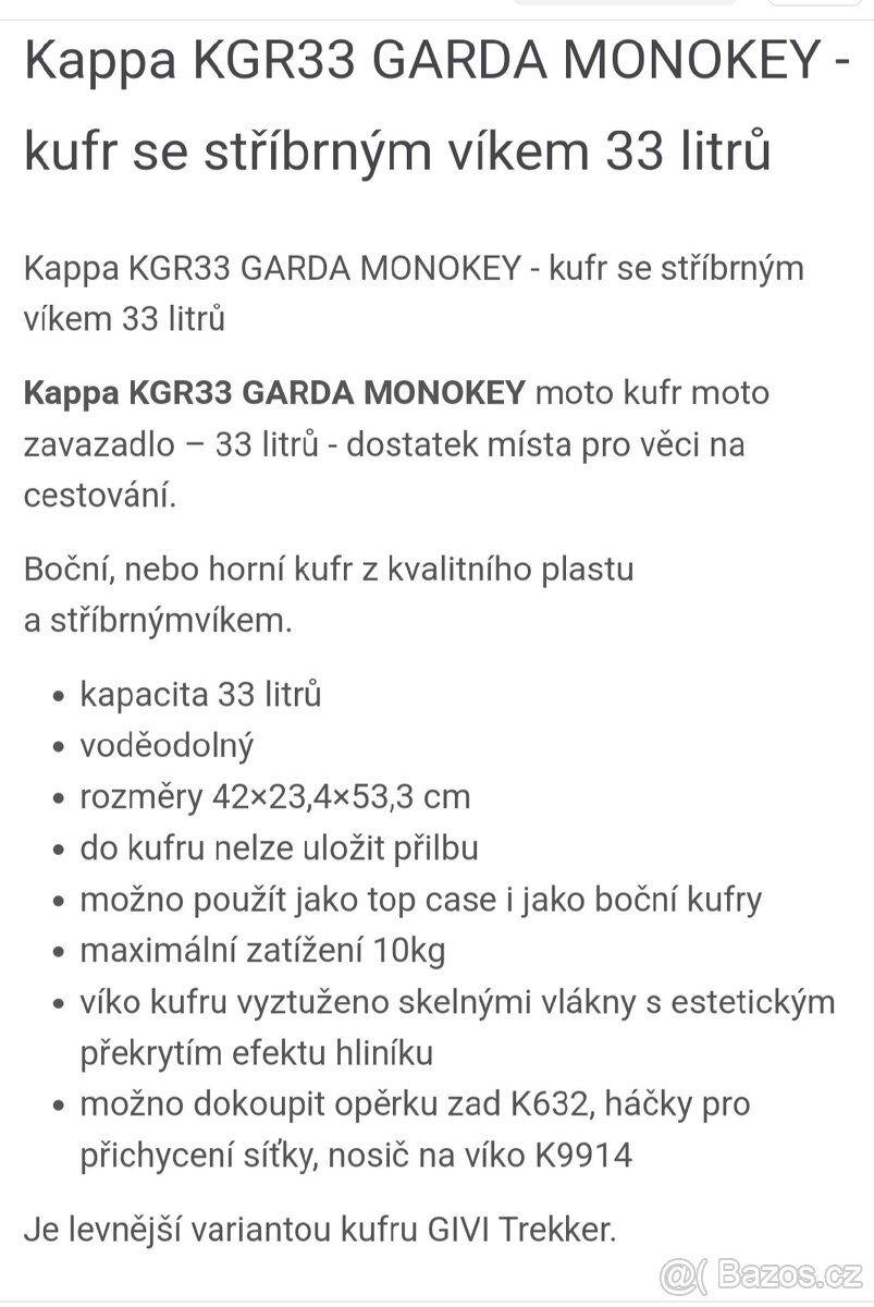 NOVÝ KUFR NA MOTORKU KAPPA 33L PC 4990, - - 12