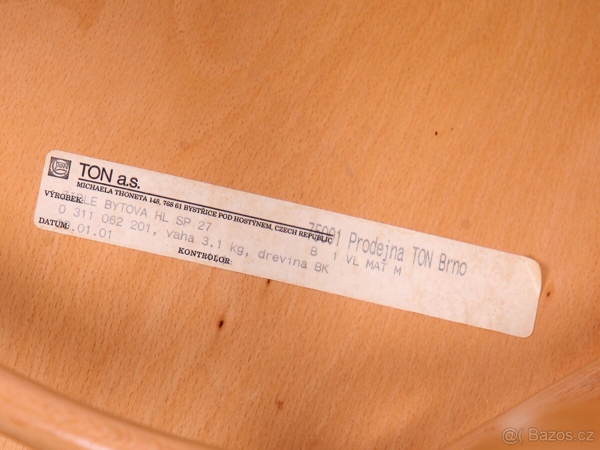 Kvalitní jídelní židle české výroby TON, buk, super stav. - 12