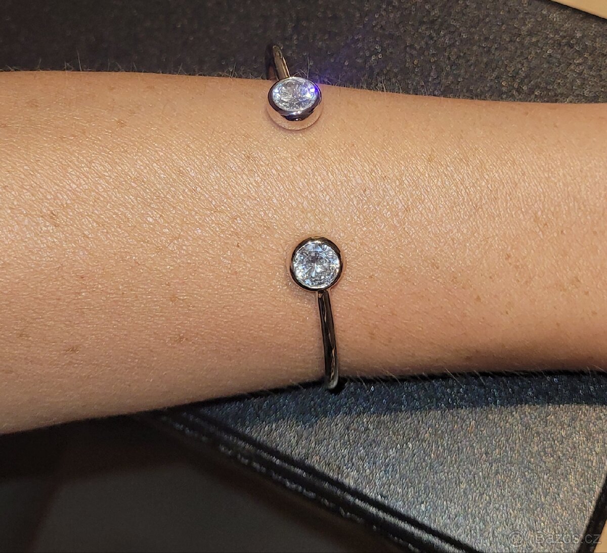 Nový dámský stříbrný náramek 925 otevřený nastavitelný - 12