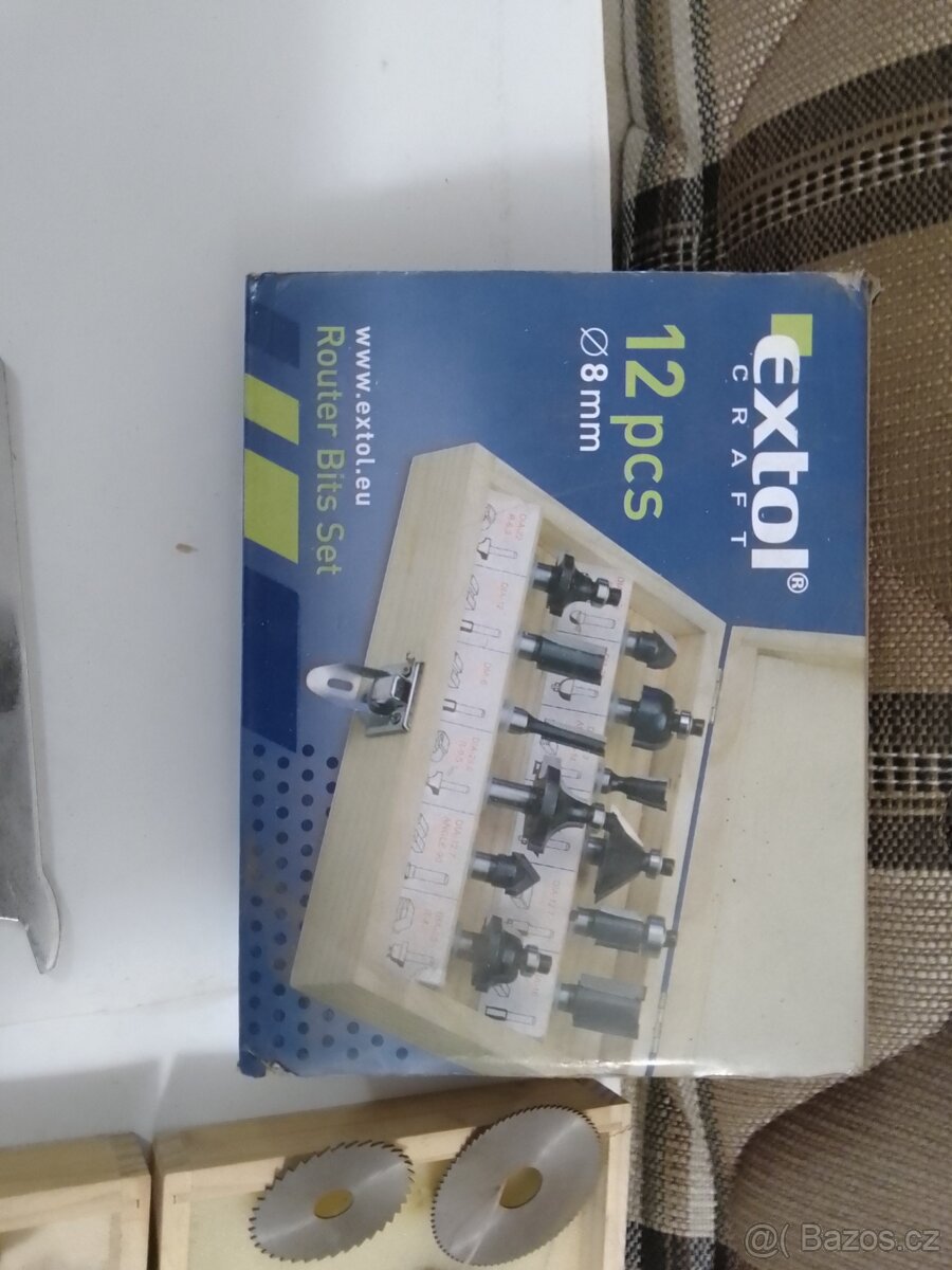 Horní frézka Extol,se stolem,sada fréz - 12