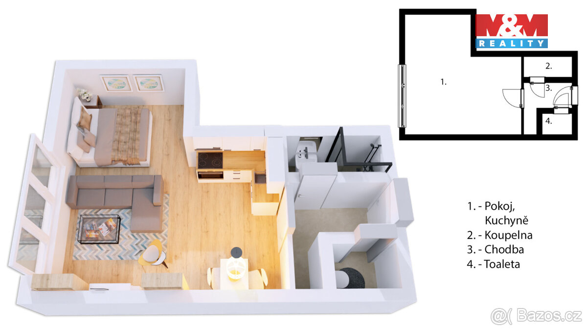 Prodej bytu 1+kk, Praha, ul. Obětí 6. května - 12