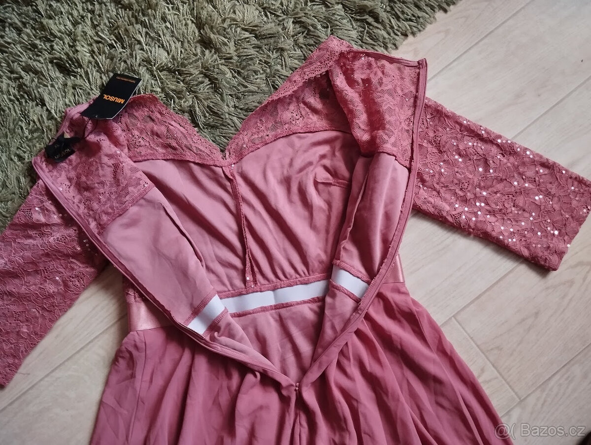 Šaty vel.XL MIUSOL starorůžové N.O.V.É. - 12