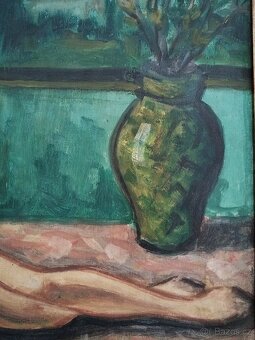obraz AKT SE ZELENOU VÁZOU, olej, sign. Souček 1935 - 12