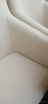 Jídelní kožená křesla bílá 5ks - 12