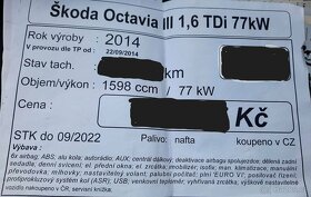 Prodám ŠKODA OCTAVIA III 1.6 TDi 77 kw - 12