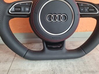 AUDI MULTIFUNKCNY VOLANT S AIRBAGOM A PADLAMI, červená niť - 12