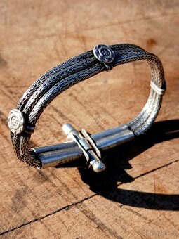 Stříbrný náramek starožitný - 12