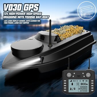 Zakrmovací, zavážecí loď s GPS, loďka na ryby zic - 12