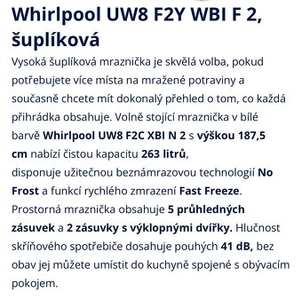 Mrazák / mrazničku Whirlpool UW8 F2Y WBI F 2 bílá - 12