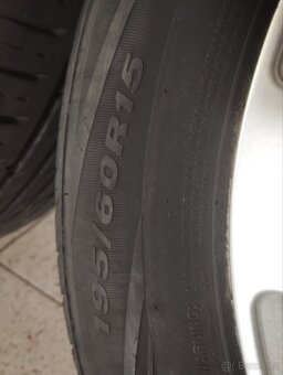ALU 4x100 r15x6j ET 38, 195/60/15 zánovní letní Nexen - 12