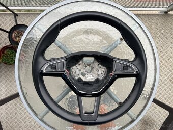 Originál multifunkční volant tříramenný kožený Škoda s pádly - 12
