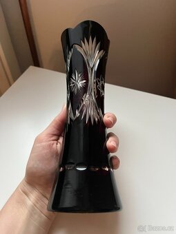 Starožitná krásná váza - rubínové sklo. - 12