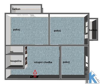 Prostorný byt 2+1 se 2 balkony - 12