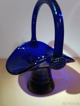 Skleněný košík - sklo cobalt modrý - 12