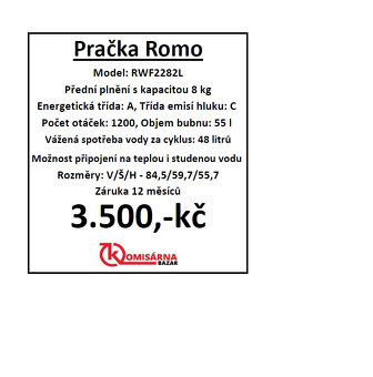Použitá pračka ROMO RWF2282L se zárukou - 12