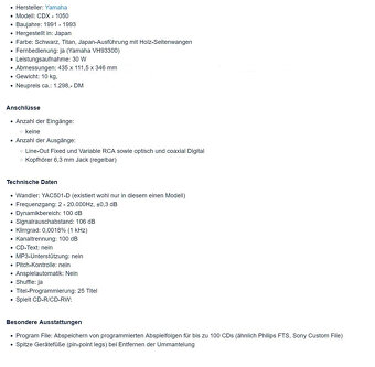 YAMAHA CDX-1050 Stereo CD Player / Spitzenklasse - 12