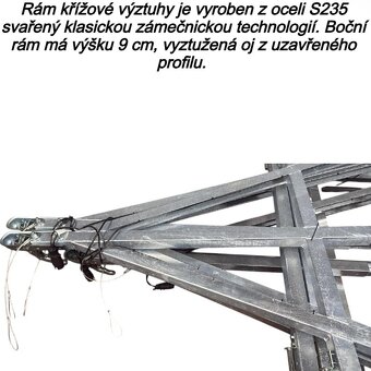 Přívěsný vozík 2,65m x1,30, profi - svařovaný rám - 12