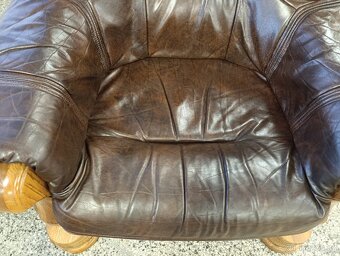 Rustikální kožená sedací souprava, 3 + 2 +1, masív - 12