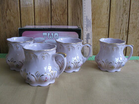 Grogovka,Růžové hrníčky 4ks na chalupu s pokličkou" "a ret - 12