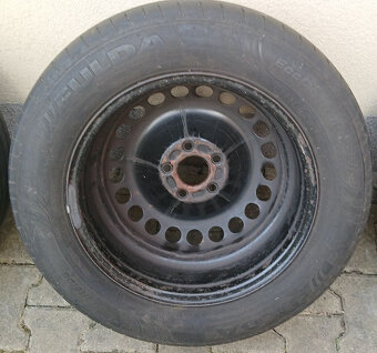 4x plechové disky 5x108 + pneu letní 215/60 R16 - 12