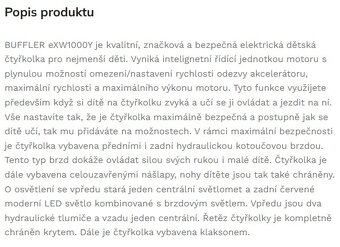 Elektrická čtyřkolka BUFFLER eXW1000Y - 1.majitel - 12