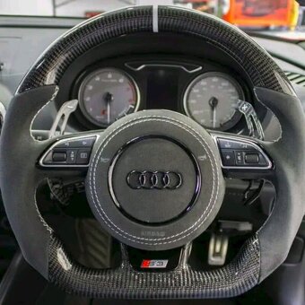 Kryt airbagu puzdro AUDI potiahnutý kožou a čiernym logom - 12