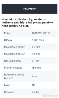 FERM CSM1039 OKRUŽNÍ PILA 1200W, KOTOUČ 185MM - 12