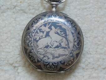 Celostříbrné tulou zdobené tříplášťové raritní kapesní hodin - 12