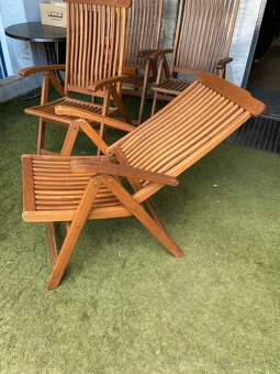 TEAK 4 ks KŘESLA "JUTLANDIA" POLOHOVATELNÁ + POLSTRY - 12