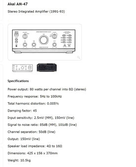 AKAI AM-47 Stereo Integrated Amplifier / PHONO IN - 12
