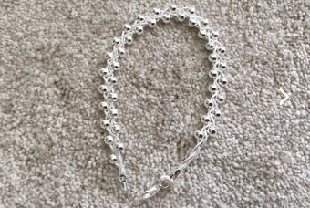 Nový dámský stříbrný náramek dvojitý 925 kuličkový - 12